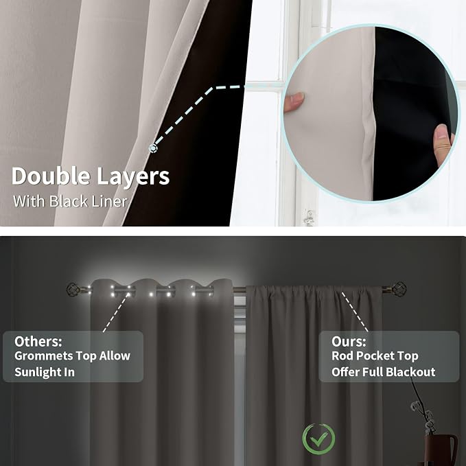 BGment Camel Blackout Curtains for Bedroom 84 Inch Length 2 Panels Set | - Image 5