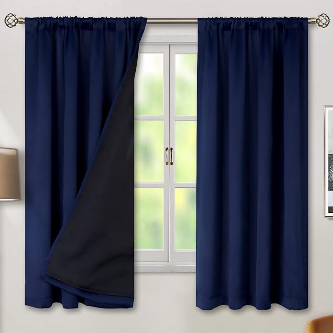 BGment Navy Blue 100% Blackout Curtains 63 Inches Long - Image 2