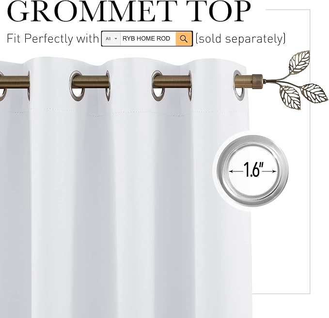 RYB HOME Extra Long Curtains for Home Theater Office Backdrop Dining Room | - Image 2