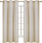 Diraysid 100% Blackout Curtains Light Beige Linen Curtains - Image 3