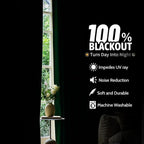 COSVIYA Drak Green 100% Blackout Curtains - Image 2