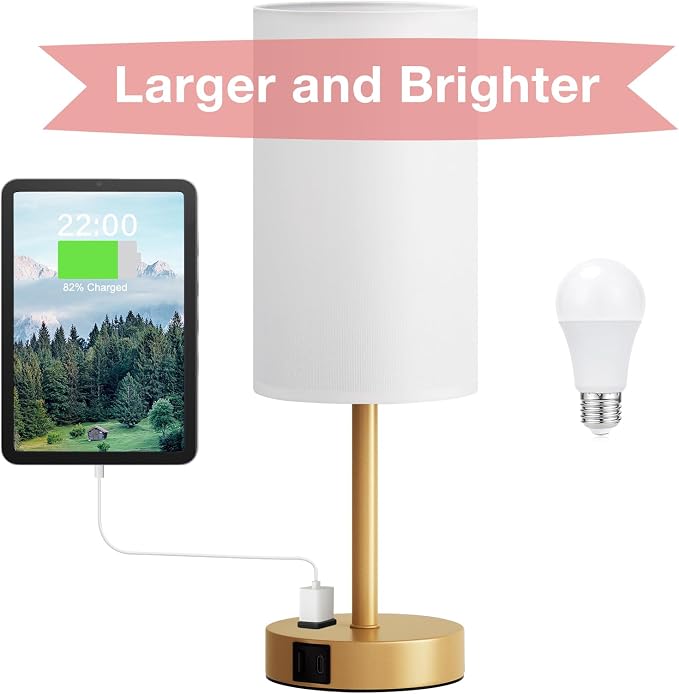 Gold Nightstand Bedroom Lamp - Image 8