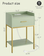 Nightstand with Charging Station, 3-Tier Modern Bedside Table Night Stand with - Image 2