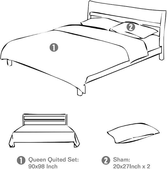 3-Piece Queen Quilt Sets with Shams Oversized Bedding Bedspread Reversible Soft - Image 6