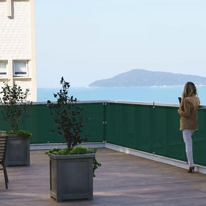 Custom Size 3'x12' Dark Green Balcony Privacy Screen 90% UV Block | Windscreen - Image 6