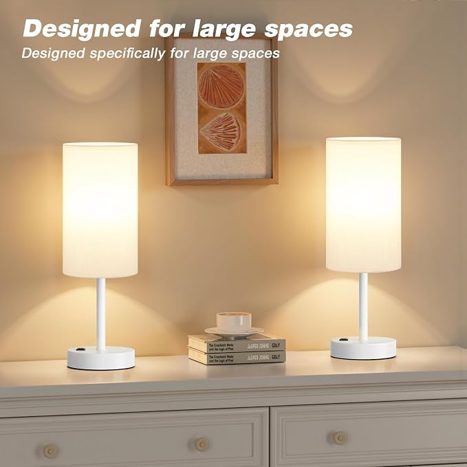 White Nightstand Bedroom Lamp - Image 5