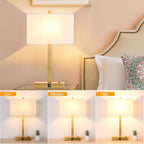 21" Touch Bedside lamps with 2 USB & AC Outlets, 3-Way Dimmable Bedside Table - Image 9