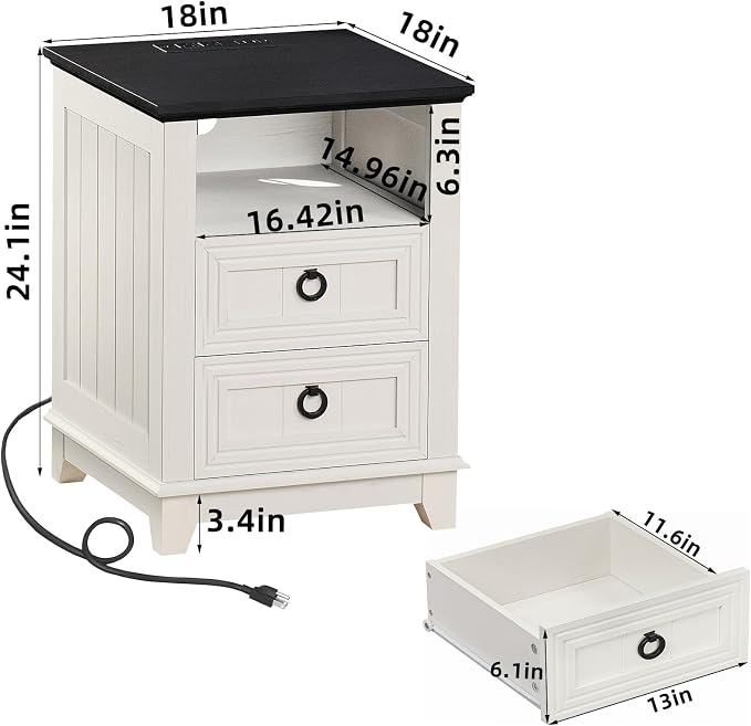 Joaxswe 18" Farmhouse Night Stand Set 2 - Image 3