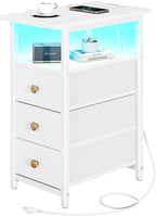 Yoobure End Table with Charging Station, LED Narrow Side Table Bedside Table by Yoobure