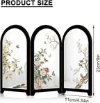 Mini Folding Screen, 3 Panel Divider, Chinese Style Vintage Desktop Mirror - Image 2
