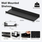 Black Floating Shelves for Wall Decor, 16 in Shelf - Image 3