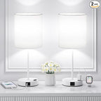 17.6" White Touch Lamps for Bedroom Set of 2 by Fenmzeelighting