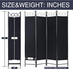 Room Divider 4 Panels 6FT Room Divider Black Privacy Panel Screens | Wall - Image 7