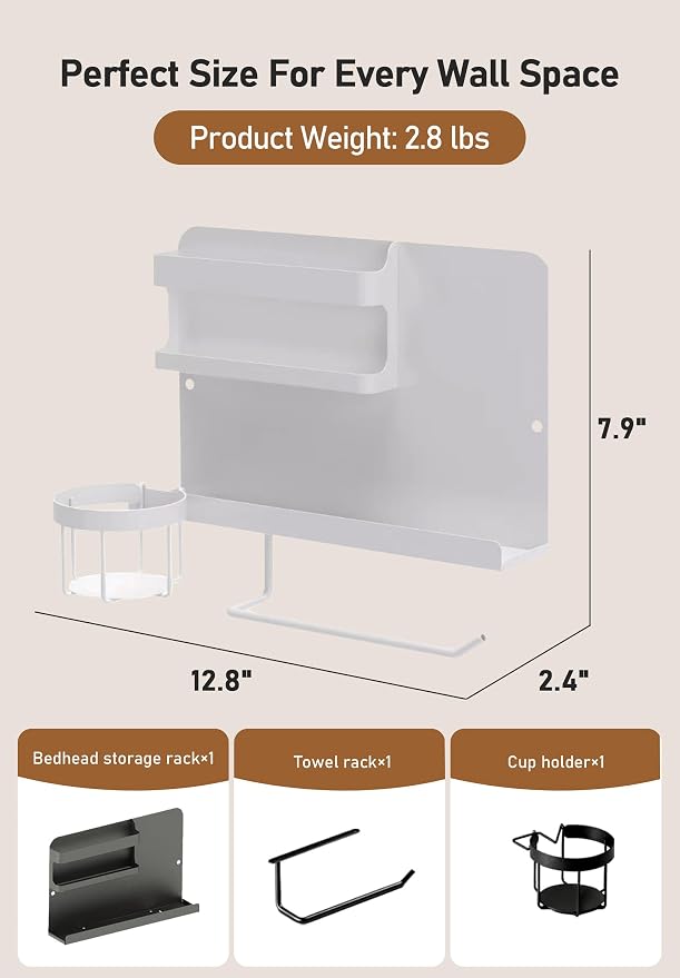 Bedside Wall Organizer Metal Shelf - Image 3