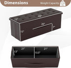 Giantex 43 Inches Folding Storage Ottoman Bench, Upholstered PU Leather Storage - Image 3