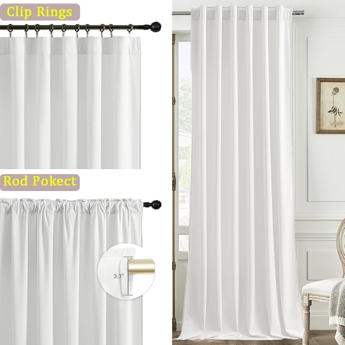 Timeper White Velvet Curtains 84 inches 2 Panels, Luxury Curtains - Image 2