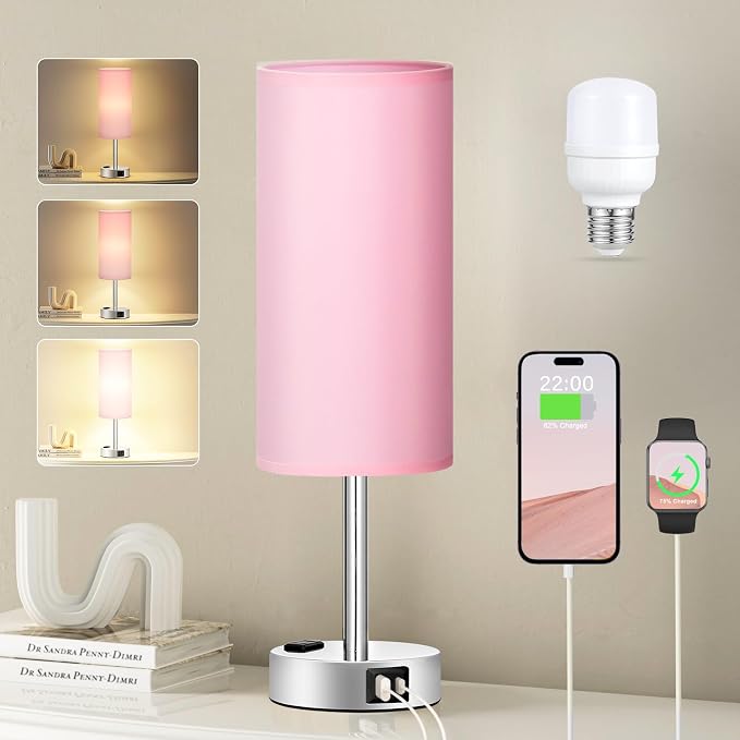Pink Lamp for Bedroom Nightstand by Fenmzeelighting