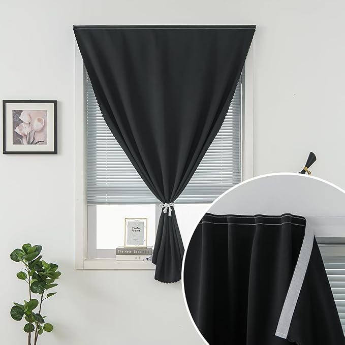 Room Darkening Curtains with Adhesive Backing Tool Free Hanging Window Drapes - Image 6