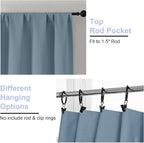 Simplebrand Ava Stone Blue Short 24 Inches Blackout Curtain 2 Panels Set - Image 4