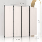 Room Divider, 4 Panel Folding Screen, 88” Portable Separating 3 Feet | - Image 5