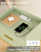 Nightstand with Charging Station, 3-Tier Modern Bedside Table Night Stand with - Image 3