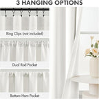 MIULEE 4-Panel 36 Inch Blackout Kitchen Tier Curtains Over Sink Natural | - Image 2