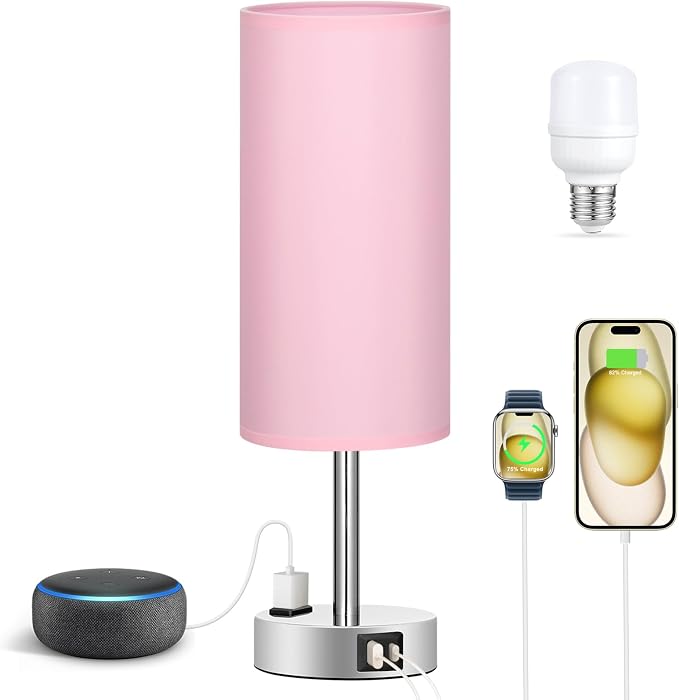 Pink Lamp for Bedroom Nightstand - Image 6