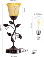 Set of 2 Touch Vintage Bedroom Leaf Table Lamps - Image 6