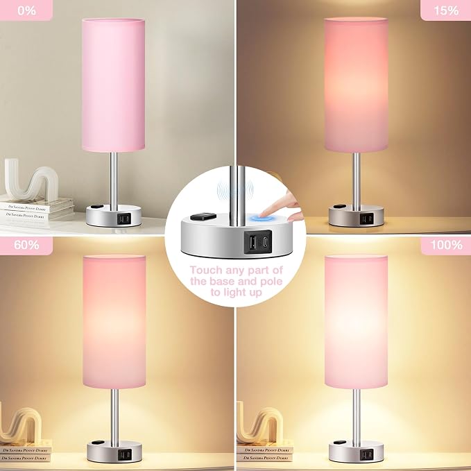 Pink Lamp for Bedroom Nightstand - Image 2