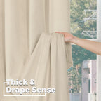 BGment 78 Inch Velvet Curtains for Bedroom, Cream Beige | Thick, Thermal - Image 6