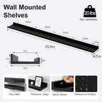 Black Floating Shelves for Wall Decor, 71 in Shelf - Image 3