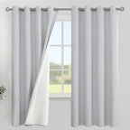 YoungsTex Light Grey Linen 100% Blackout Curtains 68 Inch Length by YoungsTex