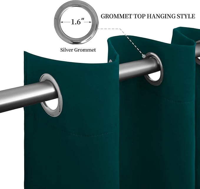 Easy-Going Thermal Grommet Blackout Curtains, 2 Panels 52x63 in, Deep Teal | - Image 5