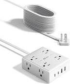 SUPERDANNY Extension Cord, Flat Plug Surge Protector Power Strip, 20Ft | 8 AC & - Image 9