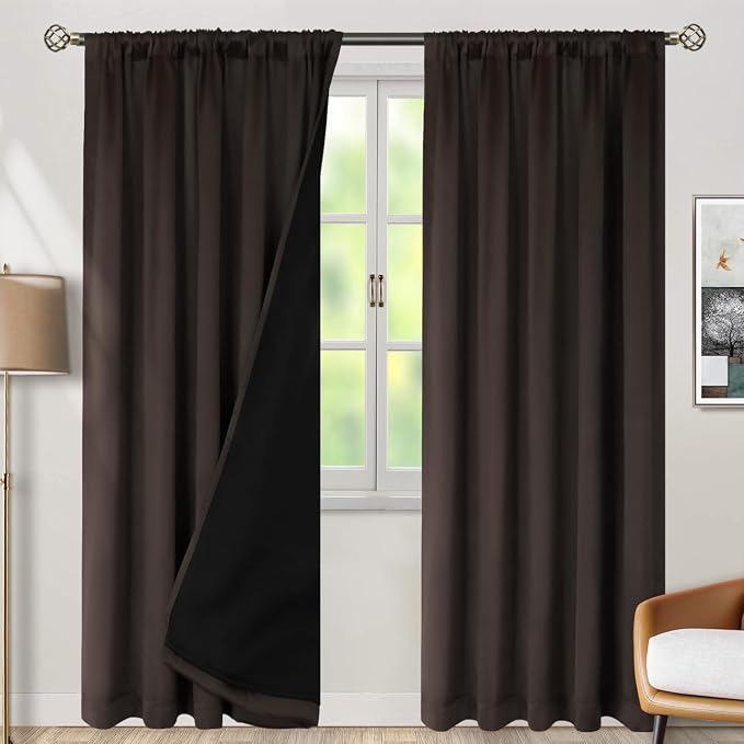 BGment Brown 100% Blackout Curtains - Image 2