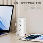 Extension Cord with Multiple Outlets, SMALLRT Flat Plug Power Strip Tower - Image 2