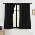 RYB HOME Black Blackout Curtains 63 inches Length by RYBHOME