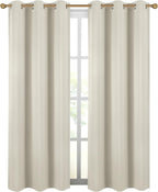 Diraysid Light Beige Grommet Blackout Curtains - Image 2