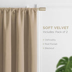 Joydeco Velvet Blackout Curtains Black Out Curtain 84 Inch Drapes | - Image 3