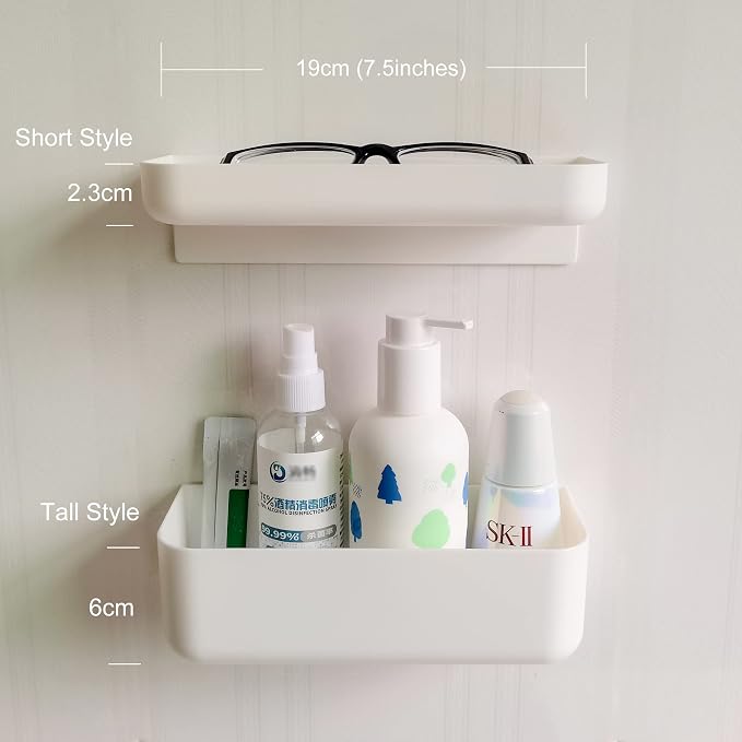 Adhesive Plastic Floating Shelf Stick on Wall Mounted Shower Caddy Shower - Image 4