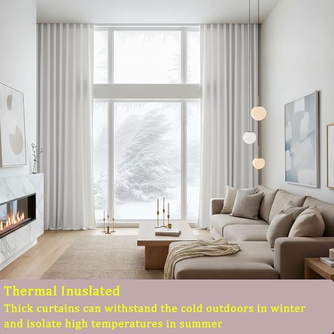 Timeper White Velvet Curtains 84 inches 2 Panels, Luxury Curtains - Image 3