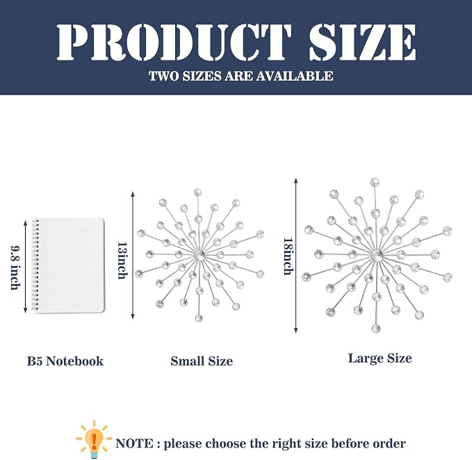 ZEXUIRU 3 Set Silver Starburst Wall Art - Image 5