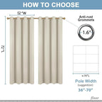Diraysid Light Beige Grommet Blackout Curtains - Image 6