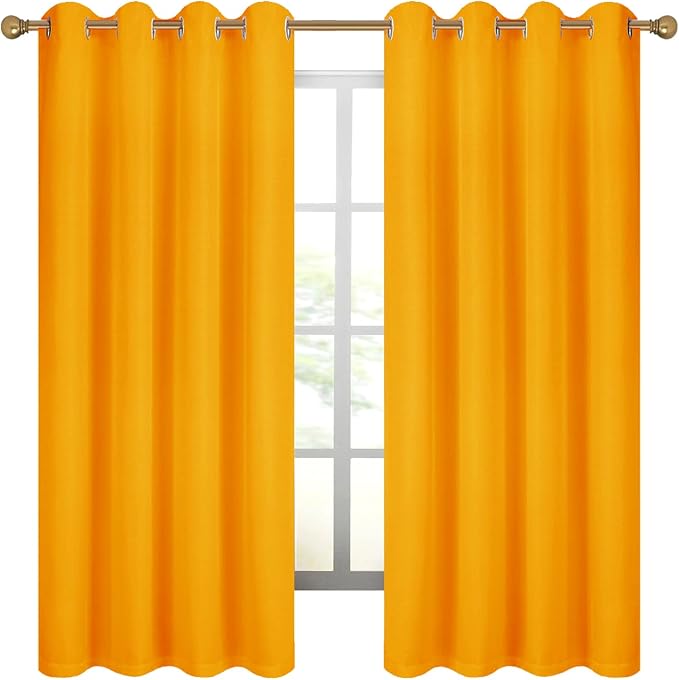 Diraysid 100% Blackout Curtains Yellow Linen Curtains - Image 4