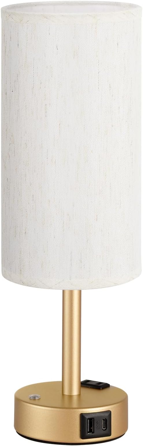 Gold Touch Bedside Lamp for Bedroom, Stepless Dimmable, USB A+C, AC Outlet | - Image 9