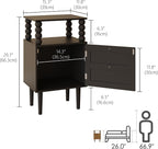 Nightstand with Storage Drawer and Open Wood Shelf, Solid Wood Legs | - Image 2