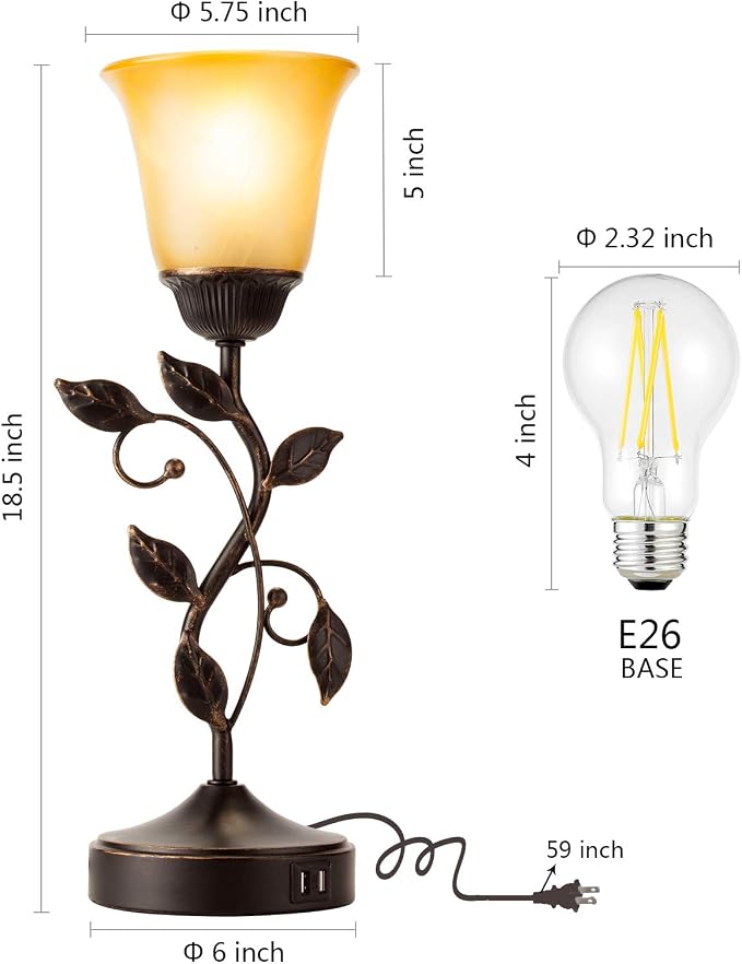 Touch Control Leaf Vintage Table Lamp - Image 6