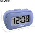 Sharp Battery Alarm Clock with Soft-Touch Case and Blue Backlight, Lavender | - Image 7