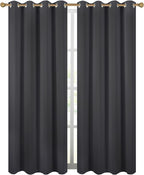 Diraysid Charcoal Grey Grommet Blackout Curtains - Image 2