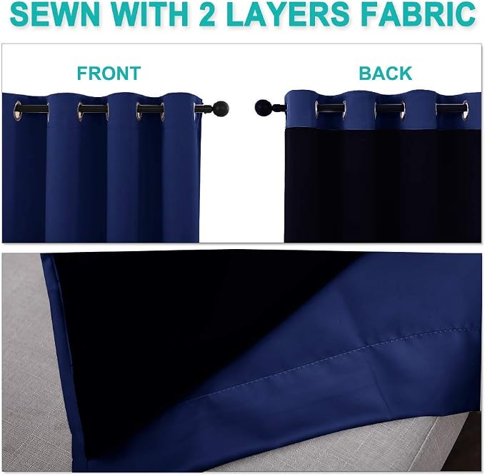 NICETOWN Full Shading Curtains 90" Long 2 Panels Set - Image 5